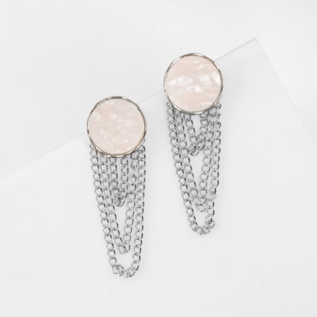 Earrings Assorted "Geometry" circle with a chain, color silver-1