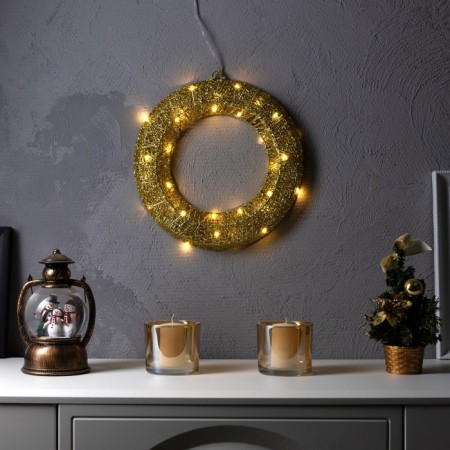 LED figure "Wreath" 30 cm, metal, AAX3 batteries (not in the kit), glow warm white