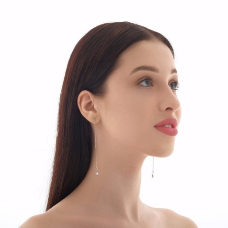 Earrings with pearls "chains" affection, color mix-2