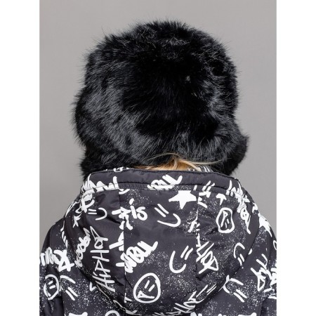 Children's fur cap, size 52, black color-2