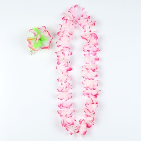 Hawaii set clip with fuchsia flower, wreath-2