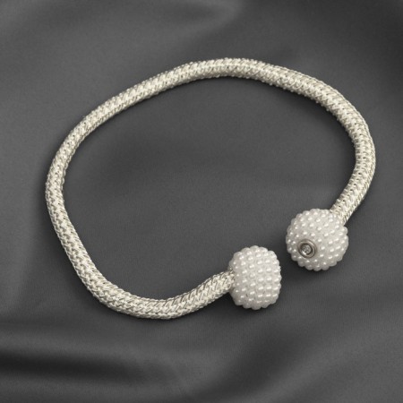 Picking for curtains "Balls from beads", d = 3 × 40 cm, white/light-nefritic color-1