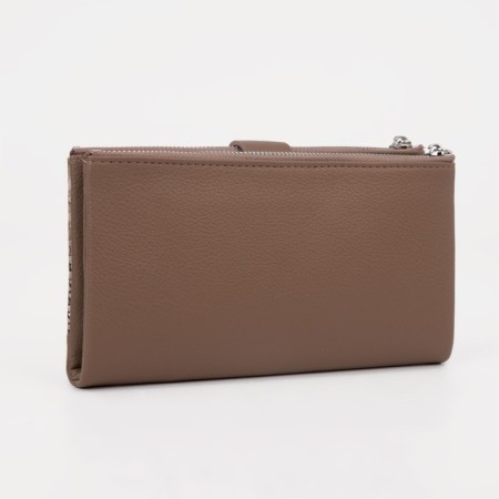 Women's wallet on the button, brown color-1