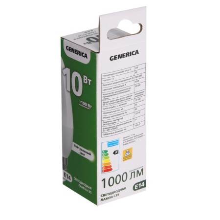 LED LED Generica C35, 10 W, candle, 4000 K, E14, 230 V, LL-C35-10-230-40-E14-G-1