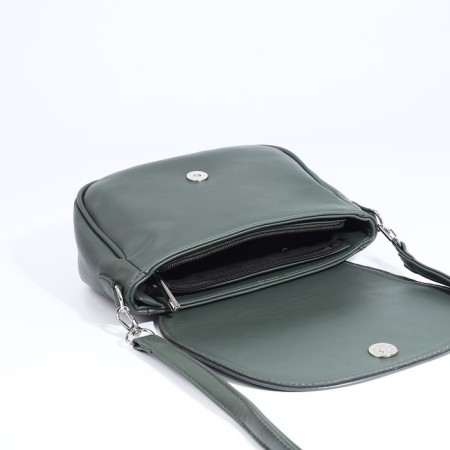 Richet bag on a magnet, outer pocket, long belt, green color-7