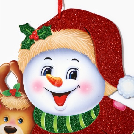 Decorative decoration (suspension) "Snowman and deer" 44x33.5 cm-3