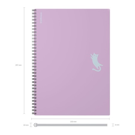 A4 notebook 80 sheets, a cage on the spirals, Erichkrause, "Brave Cats" Plastic cover violet-4