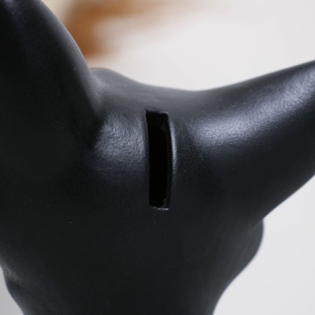 Piggy bank "Cat Oscar" black, 12x13x23cm-3