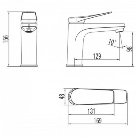 LEMARK Bronx LM3706GM shell mixer, single -legged, excess length 129 mm, graphite-1