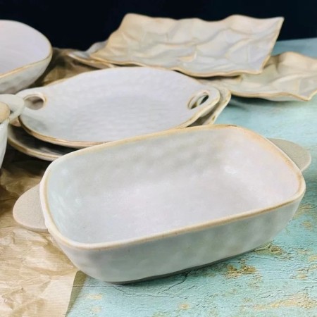 Rectangular Lenardi Saladnik "Dune", with handles
