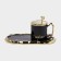 Tea couple ceramic "luxury", 3 items: mug 250 ml, saucer 23.5 × 13 cm, spoon, black color