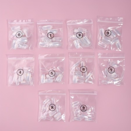 Tips for nail extension, 500 pcs, shape soft square, 10 sizes, color transparent color-4