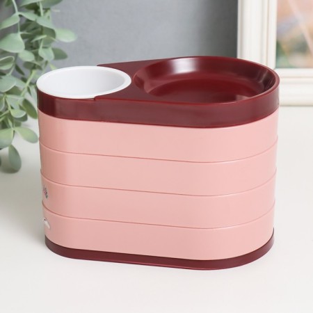 Casket for jewelry plastic "Droppie. Five levels" pink 15.5x9.5x11 cm