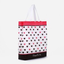 Household bag without fastening, pink/black color