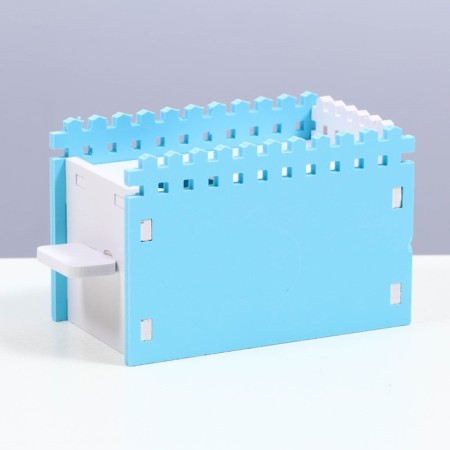 House for rodents with a hole for a drinker, 14 x 8 x 9 cm, blue-2