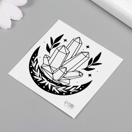 Tattoo on the body Black Esoteric. Crystals 6x6 cm-4