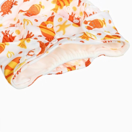 A set of reusable diapers "Krabik", 3-8 kg, white, orange color, 2 pcs., I crush me-7
