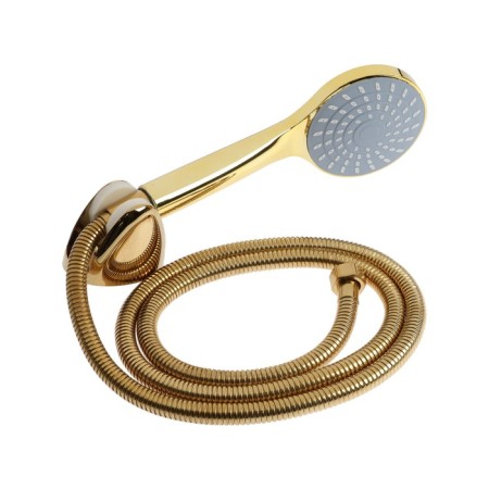 Bath mixer Zein Z3891, single -leaf, watering can 3 modes, hose, holder, white/Gold-9