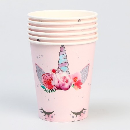 A one -time paper glass "Mordochka unicorn", 250ml., Set of 6 pcs.-4
