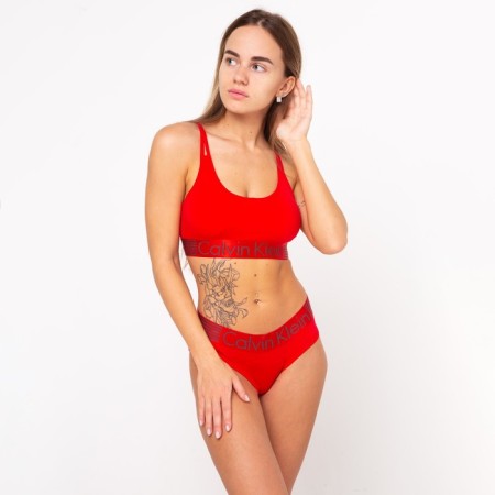 Female set (top with thin straps, panties), red mix, size 46-48-2