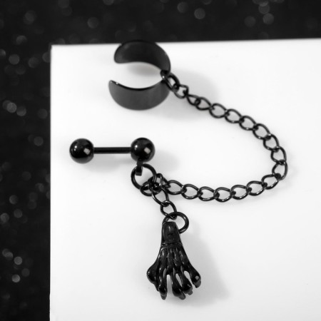 Earring "Kaff" Chain with paw, black color-1