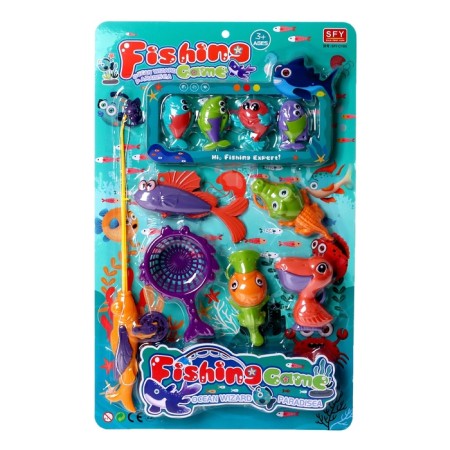 Fishing "Ocean Wave", 8 fish, fishing rod, net, mix color-6