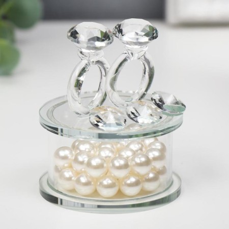 Glass souvenir "Two rings - proposal" Pearls 7.2x6.3x6.3 cm-3