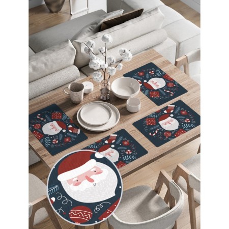 Set of napkins for setting the table "Happy Santa Claus", rectangular, rounded edges, size 30x46 cm, 4 pcs-1