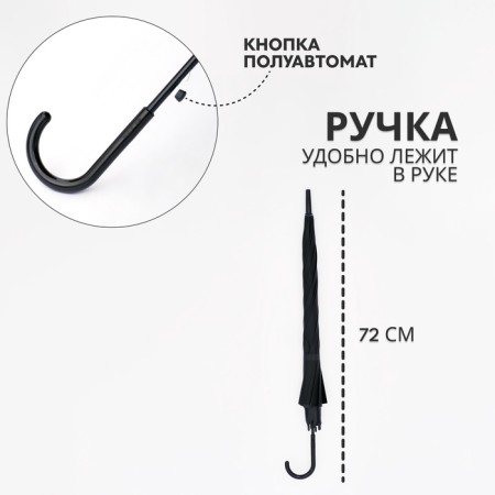 Semi -automatic umbrella "plain", 8 spokes, r = 45/53 cm, d = 106 cm, black color is black-1