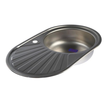 Kitchen sink "Vladiks", cut, with a siphon, 45x74 cm, right, stainless steel. steel 0.6 mm, decor-1