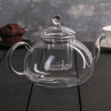Hot teapot with glass sieve, 1 liter-1
