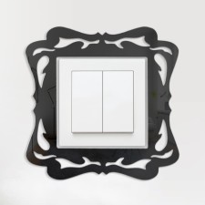 Interior sticker under the “feather” switch, mirror wall decor, 15x15 cm, black