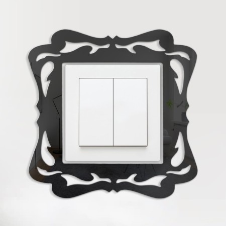 Interior sticker under the “feather” switch, mirror wall decor, 15x15 cm, black