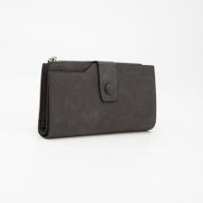 Women's wallet on the button, black color