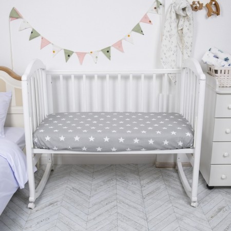 Sheet on the elastic band "Stars on the gray", size 60x120 cm