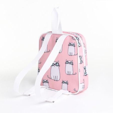 A backpack with a zipper, external pocket, pink color-1