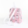 A backpack with a zipper, external pocket, pink color