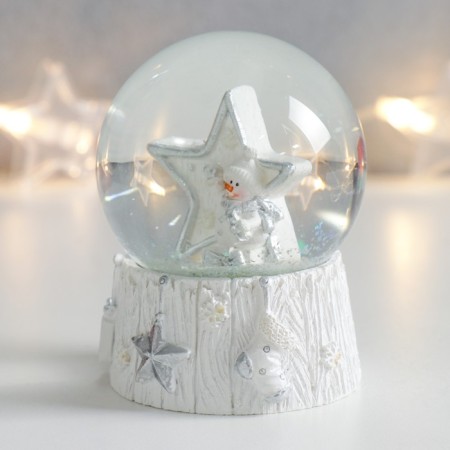 Souvenir Polystone Water Ball "Snowman with a Star" 7x6.7x8.8 cm-3