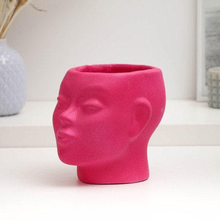 Figure pot "Girl's head" Pink, 16x14x16cm-2