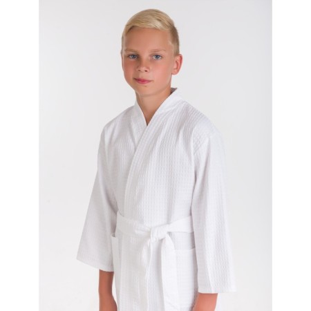 Waffle children's robe "kimono", size 42, white color-2