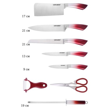 Lenardi knife set, on a stand, 9 items-2