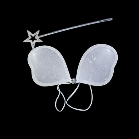 Carnival set "Fairy", 2 items: rod, wings, white color-1