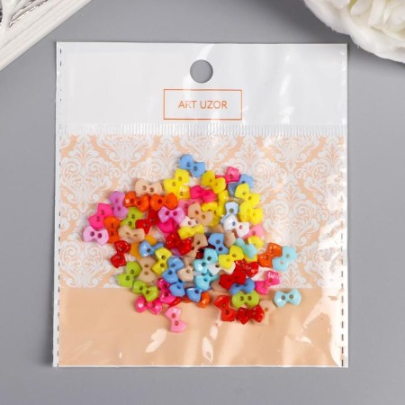 Buttons plastic for creativity 2 punctures "Color Bows" micro set 80 pcs 0.6x0.9 cm-3
