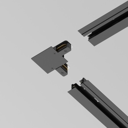 Connector L-shaped for the built-in track system Technical TRA002CL-11B, 9.5x9.5x2 cm, black color-5