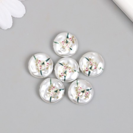 Busina for creativity plastic "Pearl Flat Circle with Orchids" 0.5x1.6x1.6 cm-2