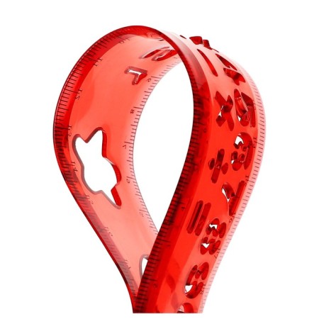 The ruler is flexible, plastic 20 cm, with stencils, mix-15