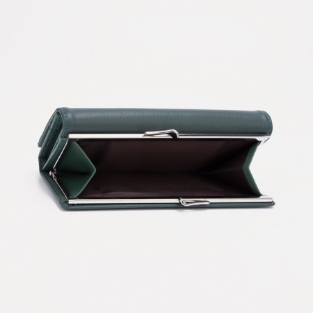 Women's wallet on magnets, green color-3