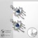 Earrings with rhinestones "melting" eyes, white-blue color in silver