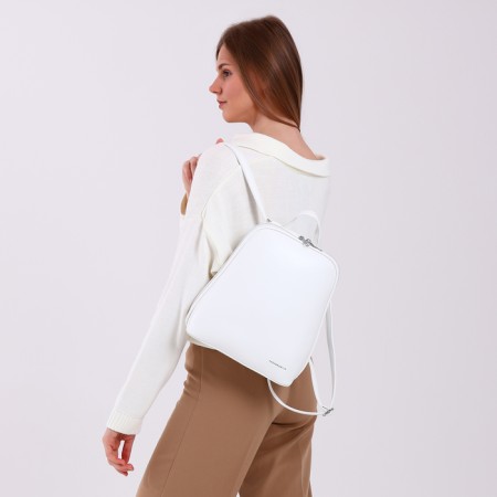 City backpack of artificial leather with lightning, white color-6