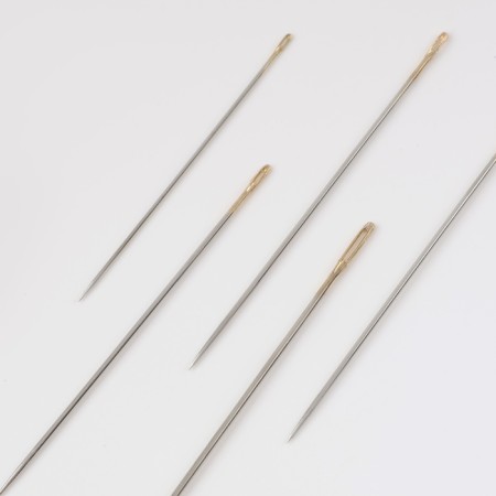 Sewing needles for modists, d = 0.7/0.8/1.1 mm, 3.8 - 5.3 cm, with a golden ear, 16 pcs-1